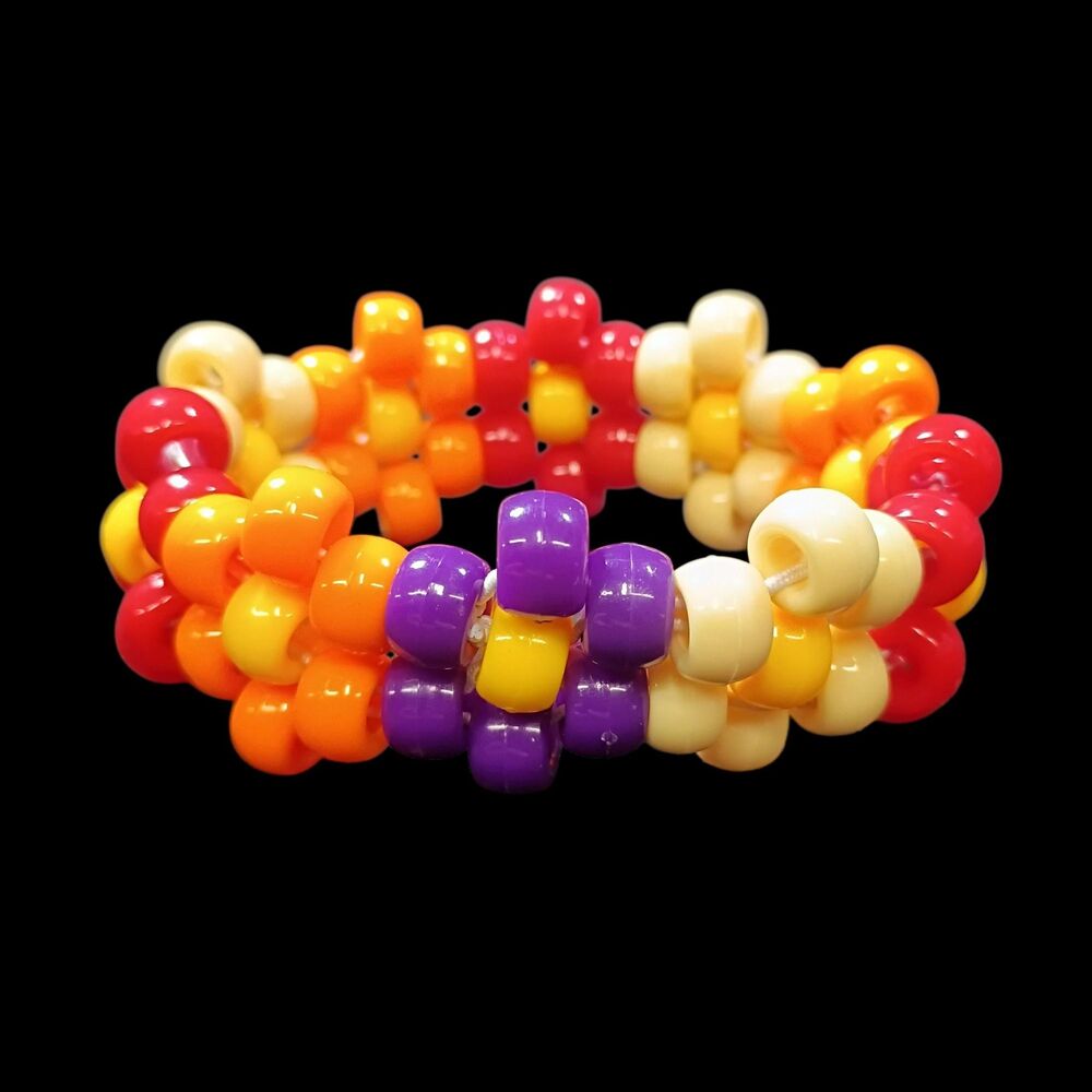 Groovy Sunset Bloom - Flower - Kandi Bracelet - EDM Rave Festival Jewelry